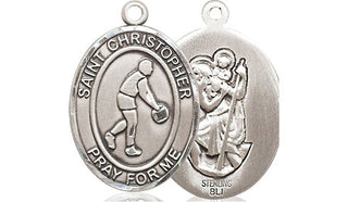 Sterling Silver Saint Christopher Basketball Medal Religious Jewelry