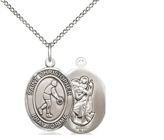 Sterling Silver Saint Christopher Basketball Medal Religious Jewelry