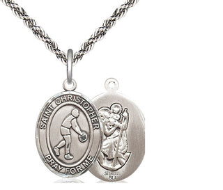 Sterling Silver Saint Christopher Basketball Medal Religious Jewelry