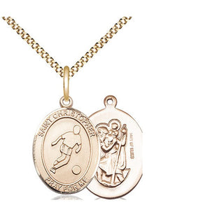 14kt Gold Filled Saint Christopher Soccer Medal Religious Jewelry