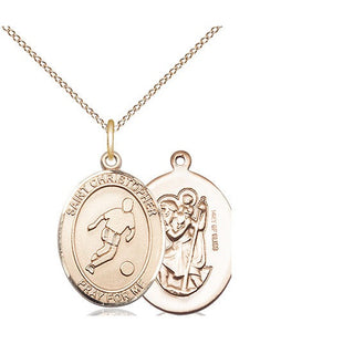 14kt Gold Filled Saint Christopher Soccer Medal Religious Jewelry