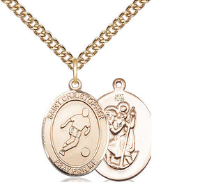 14kt Gold Saint Christopher Soccer Medal