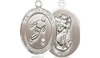 Sterling Silver Saint Christopher Soccer Medal Religious Jewelry