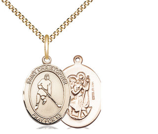 14kt Gold Filled Saint Christopher Ice Hockey Medal Religious Jewelry