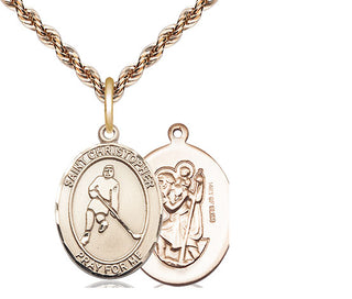 14kt Gold Filled Saint Christopher Ice Hockey Medal Religious Jewelry