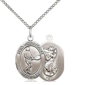 Sterling Silver Saint Christopher Tennis Medal Religious Jewelry