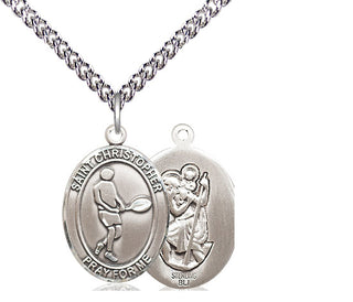 Sterling Silver Saint Christopher Tennis Medal Religious Jewelry