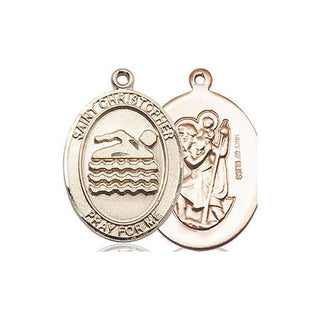 14kt Gold Filled Saint Christopher Swimming Medal