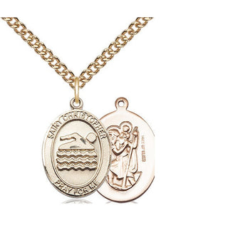 14kt Gold Filled Saint Christopher Swimming Medal Religious Jewelry