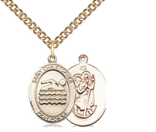 14kt Gold Saint Christopher Swimming Medal