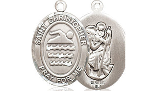 Sterling Silver Saint Christopher Swimming Medal Religious Jewelry