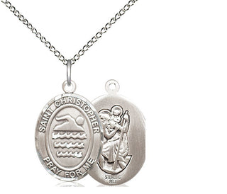 Sterling Silver Saint Christopher Swimming Medal Religious Jewelry