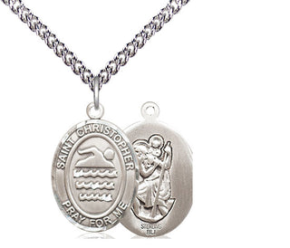 Sterling Silver Saint Christopher Swimming Medal Religious Jewelry