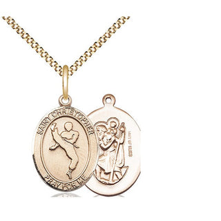 14kt Gold Filled Saint Christopher Martial Arts Medal Religious Jewelry