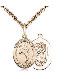 14kt Gold Filled Saint Christopher Martial Arts Medal Religious Jewelry