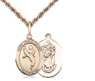 14kt Gold Saint Christopher Martial Arts Medal