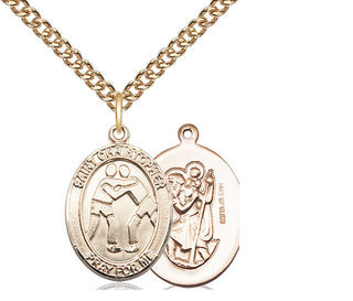 14kt Gold Filled Saint Christopher Wrestling Medal Religious Jewelry