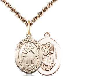 14kt Gold Filled Saint Christopher Wrestling Medal Religious Jewelry