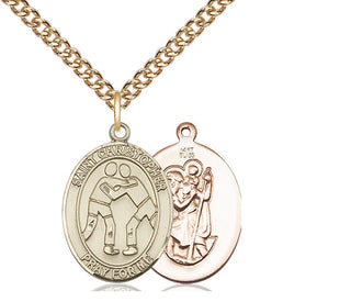 14kt Gold Saint Christopher Wrestling Medal