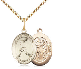 14kt Gold Filled Saint Sebastian Baseball Medal Religious Jewelry