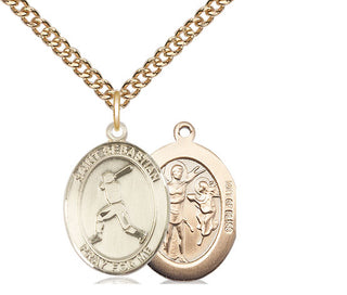 14kt Gold Filled Saint Sebastian Baseball Medal Religious Jewelry