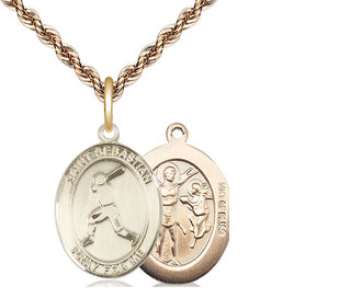 14kt Gold Filled Saint Sebastian Baseball Medal Religious Jewelry