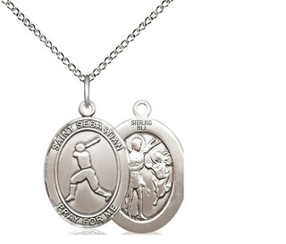 Sterling Silver Saint Sebastian Baseball Medal Religious Jewelry