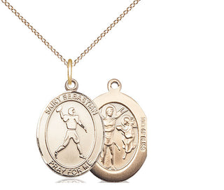 14kt Gold Filled Saint Sebastian Football Medal Religious Jewelry
