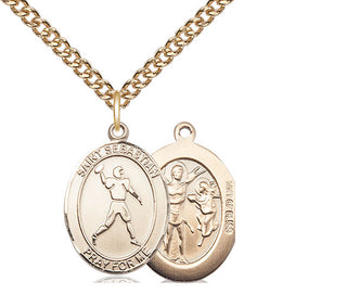 14kt Gold Filled Saint Sebastian Football Medal Religious Jewelry