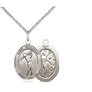 Sterling Silver Saint Sebastian Golf Medal Religious Jewelry