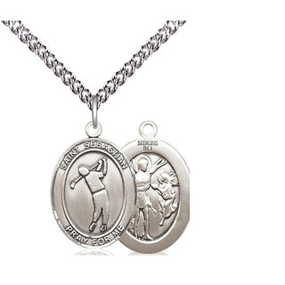 Sterling Silver Saint Sebastian Golf Medal Religious Jewelry