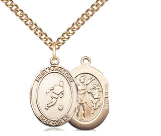 14kt Gold Filled Saint Sebastian Soccer Medal Religious Jewelry