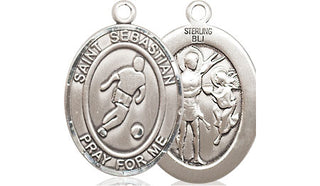 Sterling Silver Saint Sebastian Soccer Medal Religious Jewelry