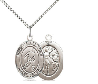 Sterling Silver Saint Sebastian Soccer Medal Religious Jewelry