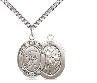 Sterling Silver Saint Sebastian Soccer Medal Religious Jewelry