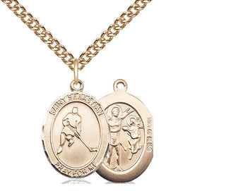 14kt Gold Filled Saint Sebastian Ice Hockey Medal Religious Jewelry