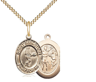 14kt Gold Filled Saint Sebastian Tennis Medal Religious Jewelry