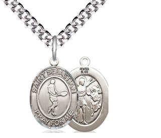 Pewter Saint Sebastian Tennis Medal Religious Jewelry