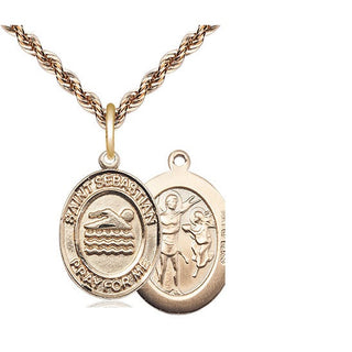 14kt Gold Filled Saint Sebastian Swimming Medal Religious Jewelry