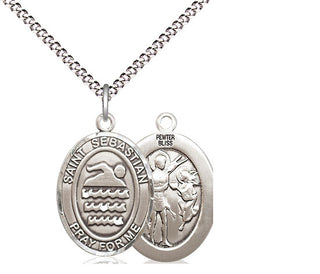 Pewter Saint Sebastian Swimming Medal Religious Jewelry