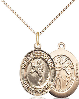 14kt Gold Filled Saint Sebastian Martial Arts Medal Religious Jewelry
