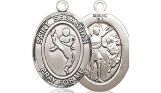 Sterling Silver Saint Sebastian Martial Arts Medal Religious Jewelry