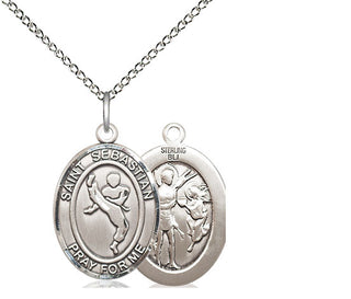 Sterling Silver Saint Sebastian Martial Arts Medal Religious Jewelry