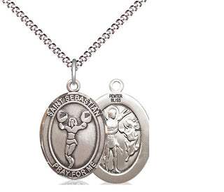 Pewter Saint Sebastian Cheerleading Medal Religious Jewelry
