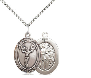 Sterling Silver Saint Sebastian Cheerleading Medal Religious Jewelry