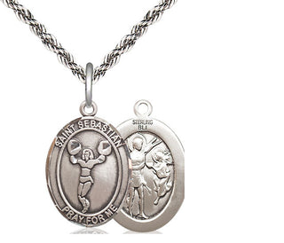 Sterling Silver Saint Sebastian Cheerleading Medal Religious Jewelry