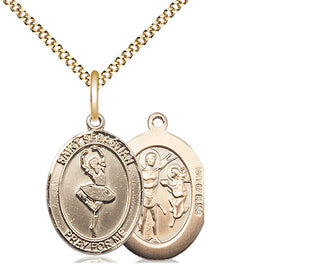 14kt Gold Filled Saint Sebastian Dance Medal Religious Jewelry