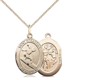 14kt Gold Filled Saint Sebastian Surfing Medal Religious Jewelry