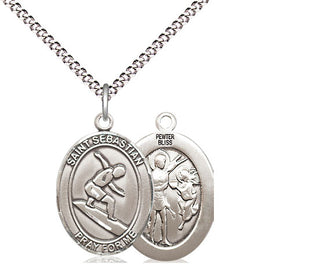 Pewter Saint Sebastian Surfing Medal Religious Jewelry