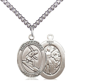 Sterling Silver Saint Sebastian Surfing Medal Religious Jewelry